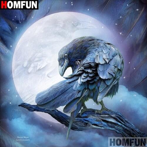 HOMFUN Full Square/Round Drill 5D DIY Diamond Painting "Moon crow" Embroidery Cross Stitch 5D Home Decor A16199