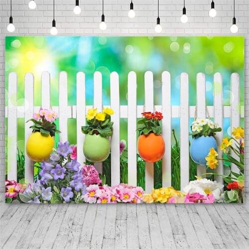 Avezano Backdrops Easter Spring Flower Eggs Fence Children Photography Backgrounds For Photo Studio Photozone Photocall Decor