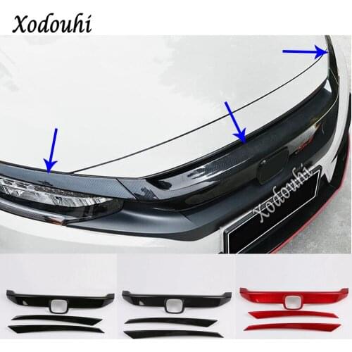 Car Cover Trim Front Logo Mark Decorative Mark Grid Grill Grille Racing Frame Sticker For Honda Civic 10th Sedan 2019 2020 2021