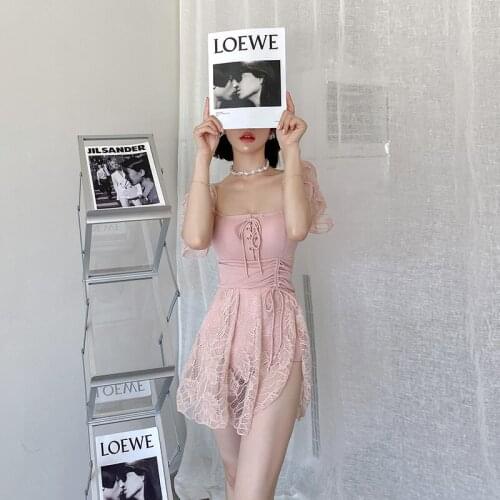 Bikinis 2021 Korean Hot Bathing Suit Women Trendy Swimsuit Fused Female Swimwear 1 Piece Beach Swim One-Piece Slimming With