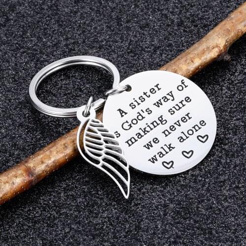 Sister Keychain Gifts from Sister Friendship Keychain for Best Friends Teenage Girls Women BFF Cousin Step Sister Key Ring