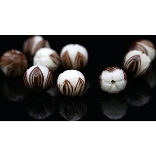 10pcs/lot Craftwork Carved Bodhi Root Lotus Beads Decoration Bracelets Natural Wooden Charm Spacer Beads DIY Jewelry Findings