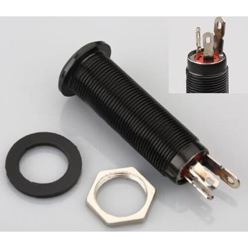 Guitar Bass Output Jack Cylinder Flush Mount 1/4" Jack for Electric Guitar High Sensitivity Anti-noisy Electric Bass Parts Black