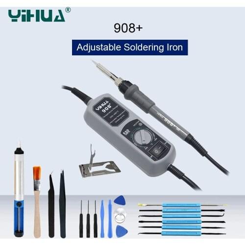 YIHUA 908+ Mini Electric Soldering Irons Portable Adjustable Soldering Tools Kit Phone Repair Welding Soldering Station