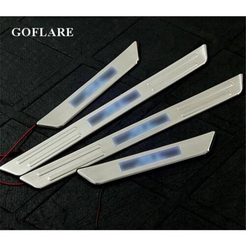 GOFLARE Car Styling for KIA Soul accessories 2010 2011-2013 2014 led auto door sill illuminated sills scuff plates thresholds