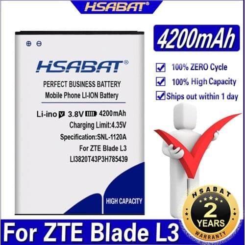 HSABAT 4200mAh LI3820T43P3H785439 high capacity mobile phone battery for ZTE Blade L3
