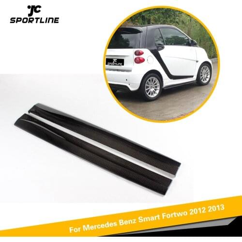 JC Car Styling Carbon Fiber Auto Car Side Skirts Extension Apron for Smart Fortwo 2012 2013