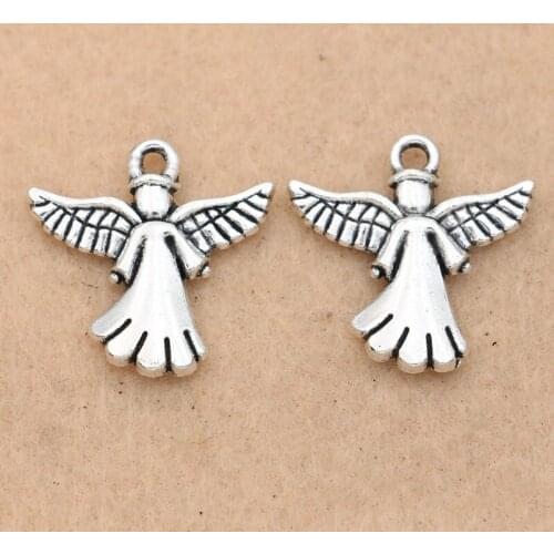 KJjewel Tibetan Silver Plated Angel Fairy Charms Pendants Bracelet Jewelry Findings Jewelry Making Accessories DIY 20mm