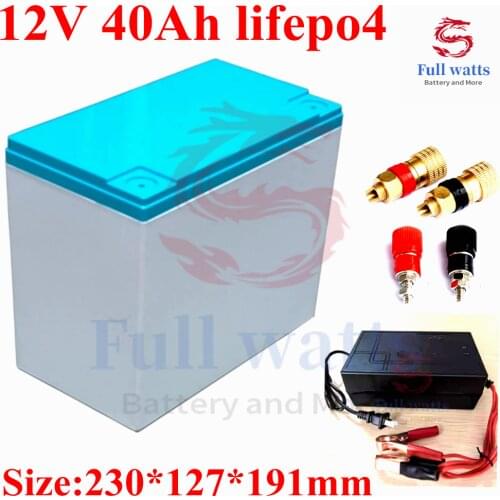 High capacity lithium battery 12v 40ah lifepo4 with BMS 4S 12.8V for laptop electric bike Golf Car + 3A charger