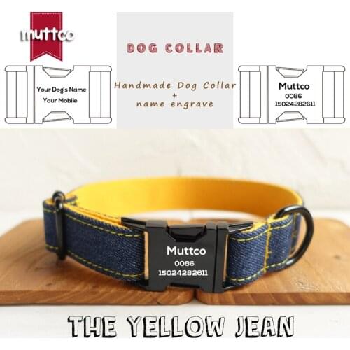 MUTTCO retailing self-design dog collar engraved dog collar THE YELLOW JEAN handmade collar 5 sizes dog collar UDC037H
