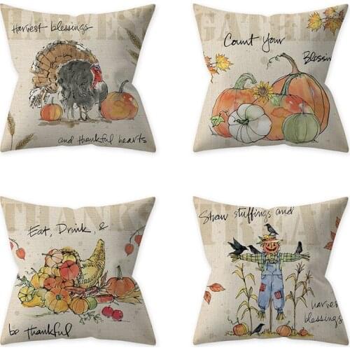 Pumpkin Scarecrow Cushion Cover Throw Pillow Case for Home Chair Sofa Decoration Square Pillowcases