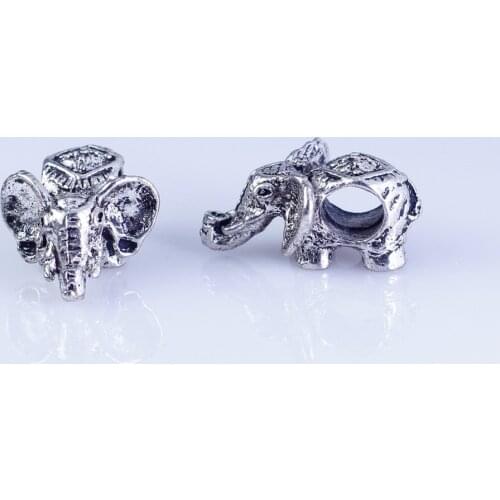 Wholesale 30pcs silver plated Elephant beads Big Hole Beads Fit style European Bracelet hole 4.5mm
