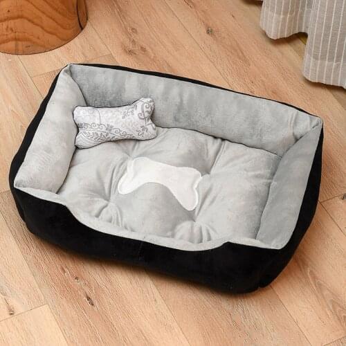 Bone Pet Bed Warm Linen Cat House For Small Medium Large Dog Soft Washable Puppy Cotton Kennel Mat