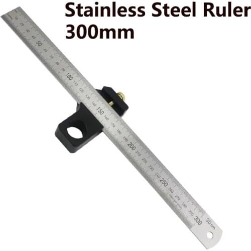 300mm Stainless Steel Straight Ruler With Locking Stop Line Locator for Woodworking Measuring Tool