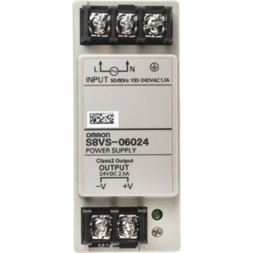 S8VS-06024 S8VS, DIN Rail Panel Mount Power Supply - 85 → 264V ac Input Voltage, 24V dc Output Voltage, 2.5A Output