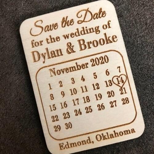 Wedding Favors, Engraved Calendar Wedding Gifts for Guests Wedding Souvenirs Decoration,Customized Save the Date Wood Magnets