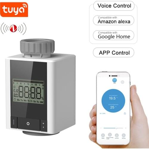ZigBee Thermostatic Radiator Valve Weekly Programmable Smart Heating Radiator Thermostat APP Control Voice Control