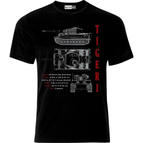 Tiger 1 Tank Blueprint German Army Panzer WW2 Wehrmacht Men Funny T-Shirt Short Casual men clothing
