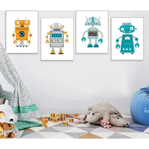 Creative Cartoon Robot Canvas Painting Posters And Prints Children Room Decor Wall Art Abstract Picture For Home Decoration