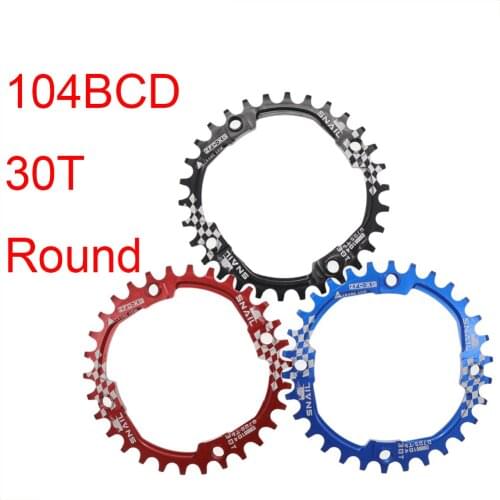 Narrow Wide Chainring 104BCD 30T Single Aluminum Alloy Chainwheel for Most Bicycle, Road Bike, Mountain Bike, BMX, MTB