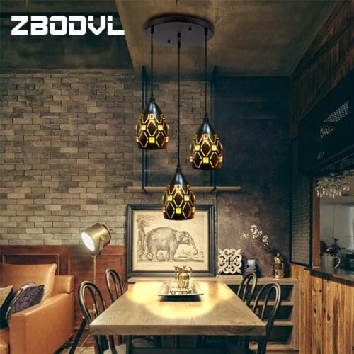 Vintage Pendant Light Dining E27 Led Pendant Lamp for Coffee Bar Hanging Lamps Nordic Iron Lampshade pendent light