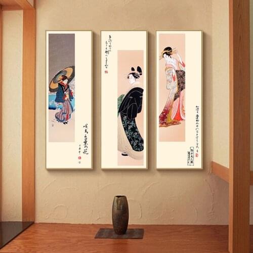 Vintage Japanese Geisha Canvas Poster Classic Beauty Wall Picture Art For Living Room Hallway Decor Painting Printing