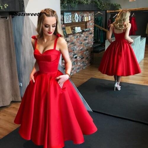 New arrival Spaghetti Evening Dresse Formal vestido noiva sereia red satin prom party robe de soiree A-line sweetheart cheap