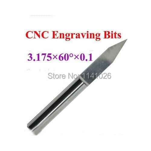 10 pcs 3.175MM Shank,60 Degree, 0.1MM Flat Bottom CNC Router Tools, Cutting Bits,Carving Tools,V Shape Engraving Bit,PCB Cutters