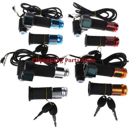 2pcs/set Universal Electric Bike Throttle with LCD display Indicator Gas Handle Throttle for 12-99V E motocycle Bicycle parts