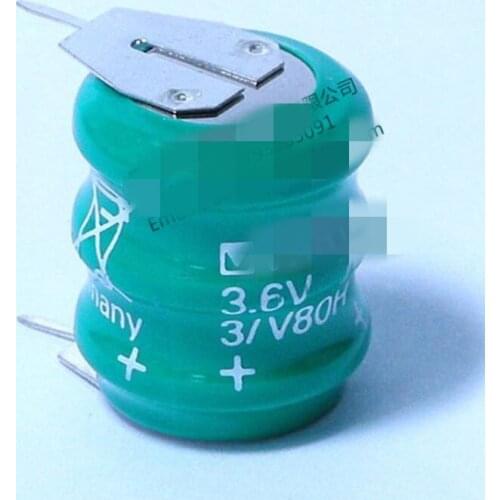 2PCS Battery Germany 3/V80HH 3/V80H 70mAH 2PIN welding foot, 3.6V