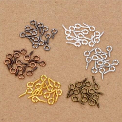 200pcs Mini Eye Pins Eyepins Hooks Eyelets Screw Silver Gold Clasps Hooks Jewelry Findings DIY Beaded Pendant Accessories 4x8mm
