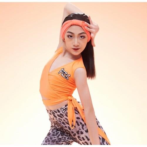 2020 V-neck Latina Dance Top For Kids Crop Top Dance Outfits Sleeveless Tap Dance Wear Girls Latin Ballroom Costume JL1360