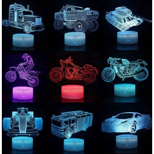 3D LED Lamp Motor Motorcycle Vehicle Night Lights Color Change Hologram Atmosphere Novelty Lava Lamp for Home Illusion Gift