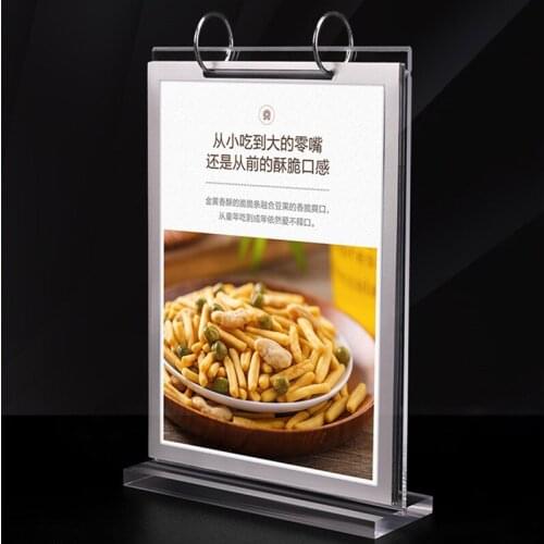 A4 Page Turning Restaurant Acrylic Menu Paper Holder Stand Menu Card Price Listing Display Stand Sign Holder