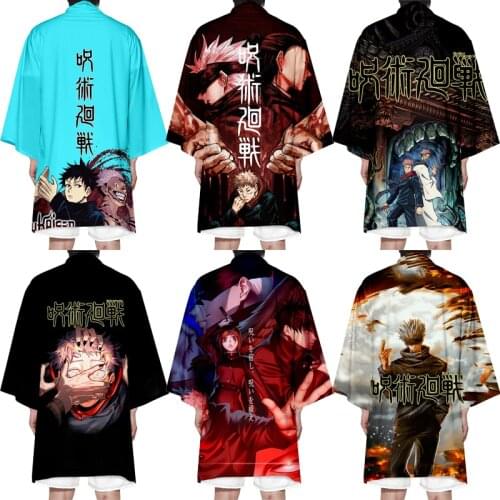 Anime Jujutsu Kaisen Cosplay Costume Itadori Yuji Fushiguro Megumi 3D Printing Kimono Coats Long Cloaks Jackets For Adult Kids