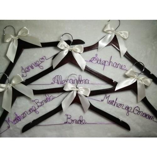 Free shipping 6 Personalized Wedding Hanger, bridesmaid gifts, name hanger, brides hanger bride gift Bridesmaids gift, Wire name