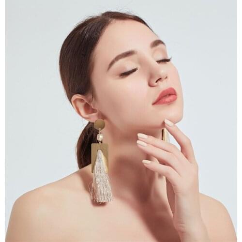 CRLEY Long Tassel Earrings Elegant High Quality Square Resin Drop Women Dangle Earring Fashion Jewelry Pendientes oorbellen