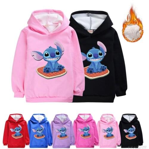 Disney Stitch Children Sweaters Hooded Baby Girls Coat Fashion Kids Coats Winter Boys Clothes