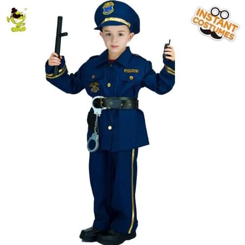 Boys Girls Children Policeman Halloween Costume for Kids Performance Police Outfit Role Play Cool Boys Police Party Costumes