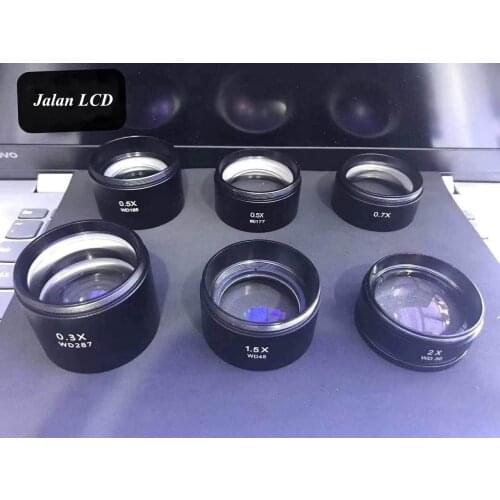 0.3X 0.5X 0.7X 1.5X 2X WD Auxiliary Zoom Stereo Microscope Head For Mobile Phone Tablet Repair Trinocular Microscopio Lens