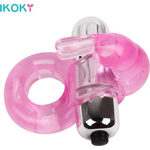 IKOKY Male Penis Rings Dildo Delay Ejaculation Sex Toys for Men Adults Products Vibrator Cock Ring Silicone Rabbit Vibrator