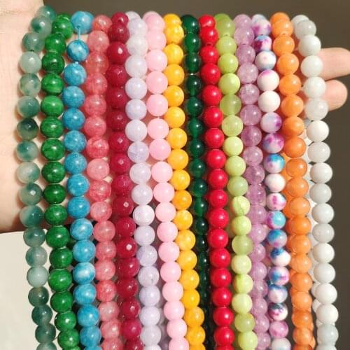 Natural Jades Chalcedony Angelite Stone Beads Round Loose Spacer Beads for Jewelry Making DIY Necklace Bracelet 15inch 4-12mm