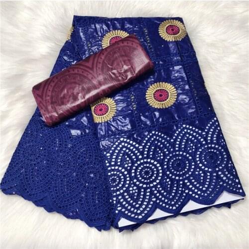 100% Cotton Basin Riche Brocade Lace Fabric with Stones 2.5+2.5yards African Bazin Brode Lace Fabric for Women Dress