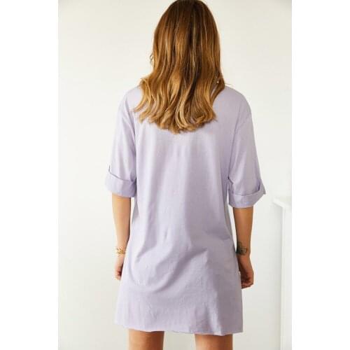 Lila Mini Brooklyn Printed Slit Boyfriend T-Shirt