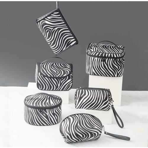 Fashion Cosmetic Storage Bag Portable Women Makeup Organizer Pu Waterproof Toiletries Cases Travel Zipper Pouch Home Accessories