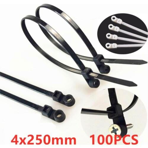 Mountable Head Cable Ties 9.84inch 4x250mm Zip tie black and white colour 100pcs/bag