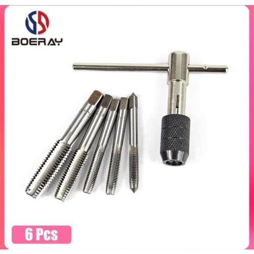 High Quality 6Pcs/9Pcs T-handle Reversible Single Tap Wrench Set Tapping Threading Tool M3-M8 Screwdriver Tap Holder Hand Tool