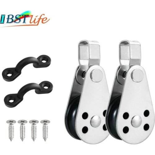 IBST LIFE Kayak Canoe Anchor Trolley Kit 2 Stainless Steel Pulleys Blocks 2 Nylon Pad Eyes Boat Kayak Accessories