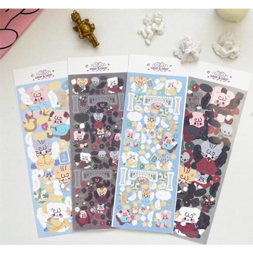 Korean Ins Cute Angel Demon Laser Sticker LIY Scrapbook Idol Card Christmas Gift Kawaii Stationery Decorative Stickers Aesthetic