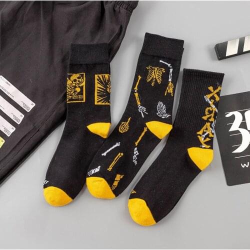 Skull Sock Mens Streetwear Crew Man Socks Adult Warm Standard Sox High Quality Cotton Autumn Winter Halloween Trendy Calcetines